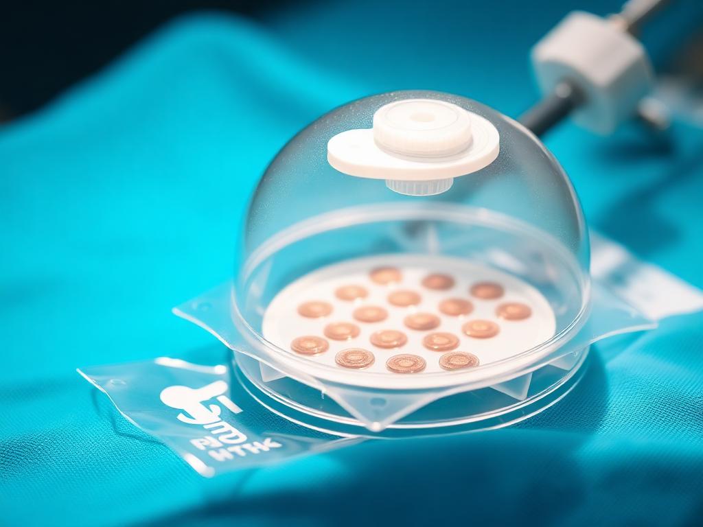 Illustrative image of an epidermal micrograft harvesting dome with small graft discs