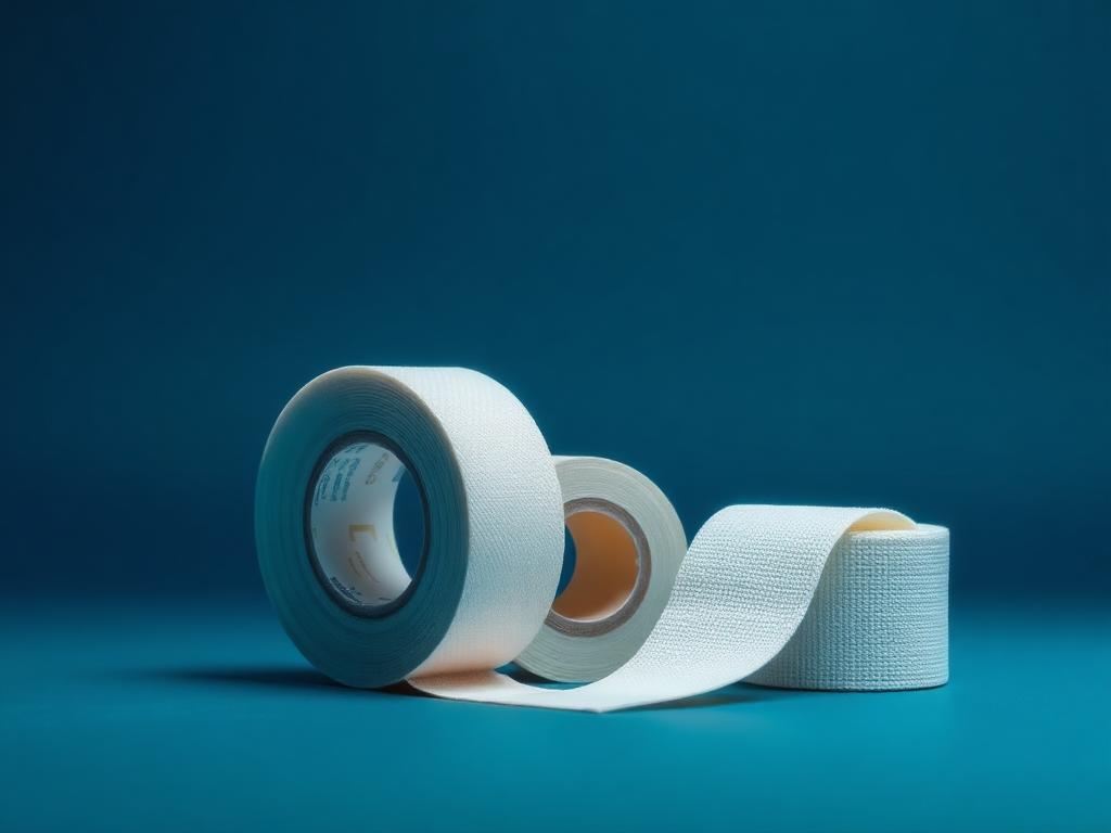 Illustrative rendering of securement: tapes, wraps and bandages